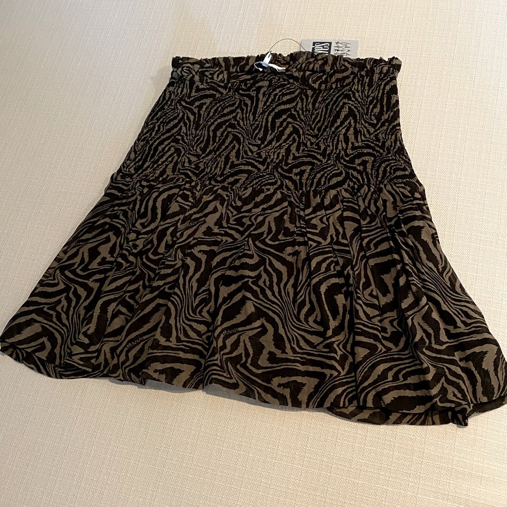 Ganni Zebra Print High Waisted Skirt